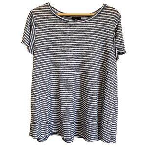 Lane Bryant Womens Stripe Shirt Size 18/20 Blue Short Sleeve Scoop Neck Nautical